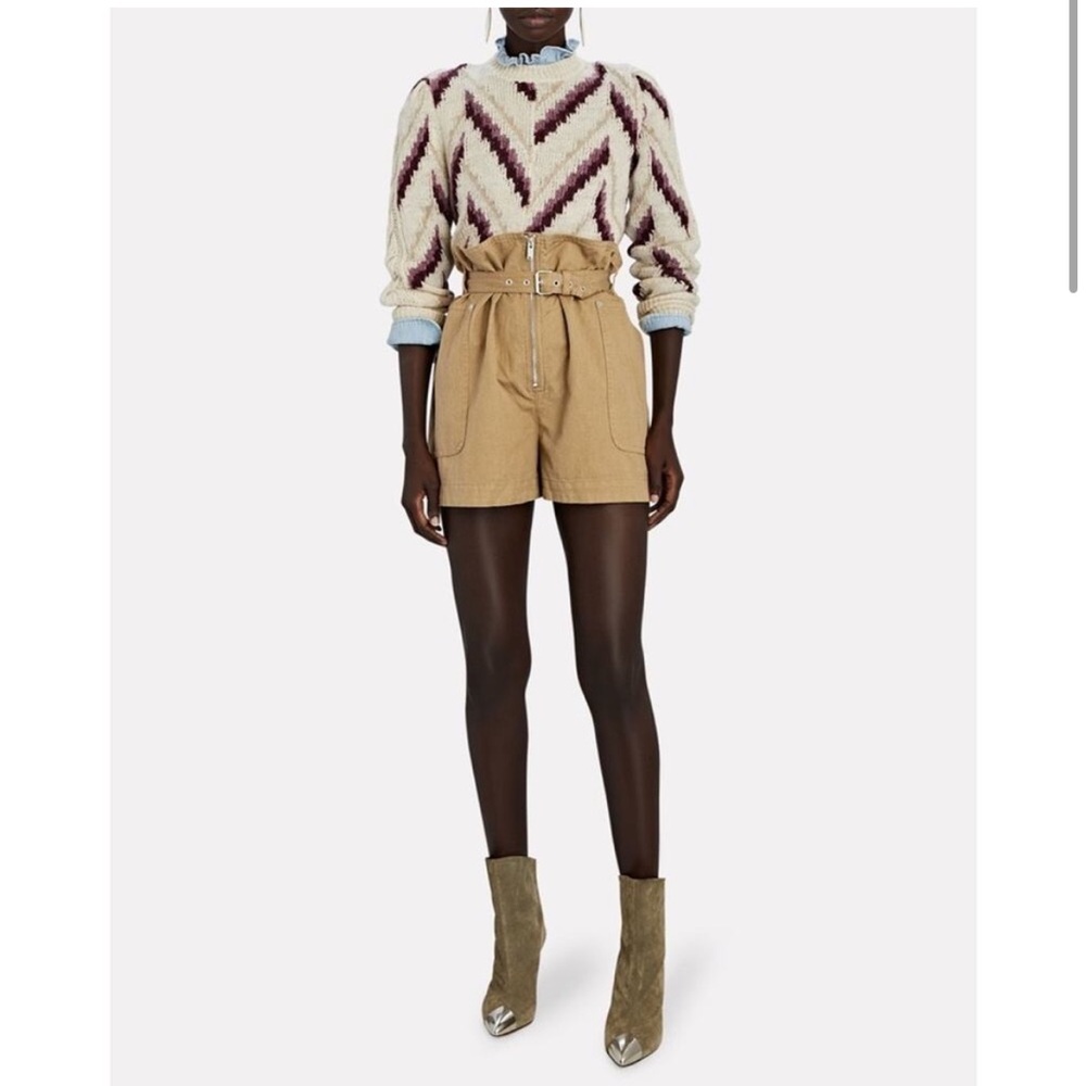 Isabel Marant Parana Paperbag-Waist Cotton Linen-Blend Shorts (size 36/4)